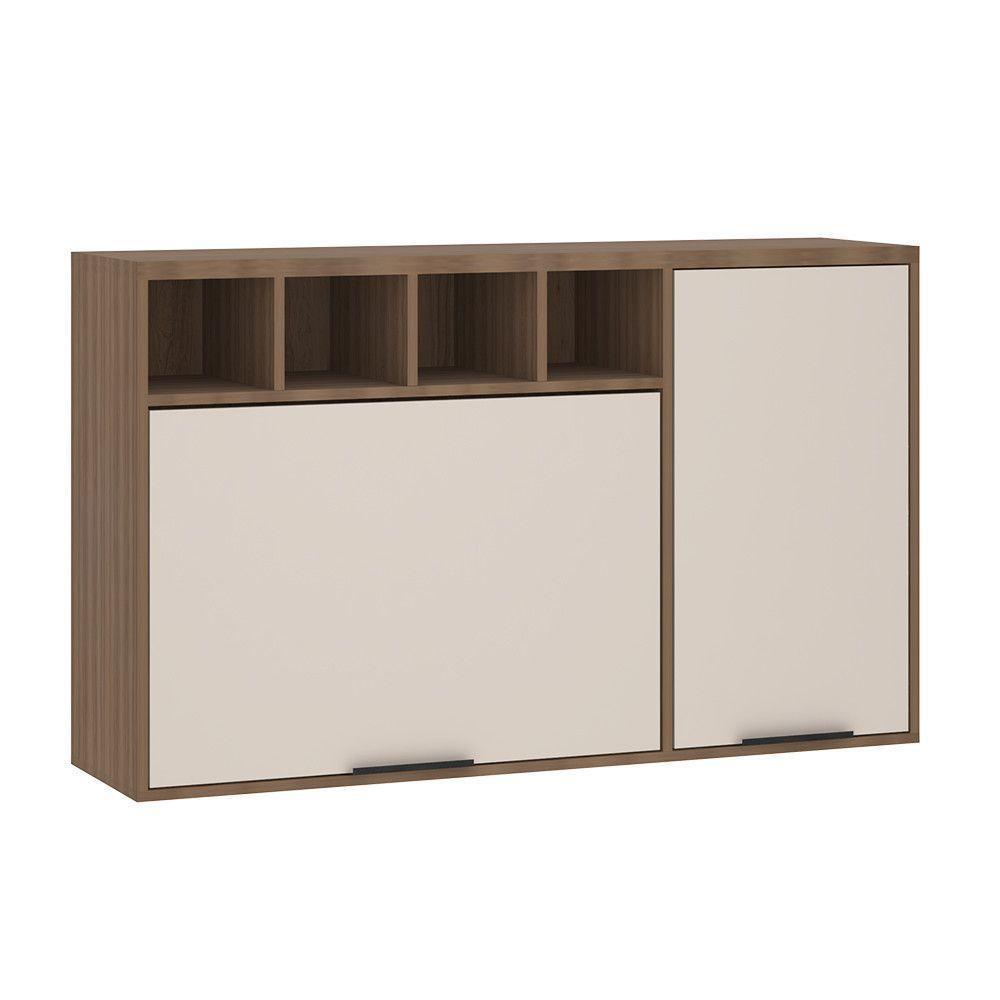 Armário Aéreo De Cozinha 120cm 2 Portas Com Nichos Aspen Luciane Móveis Vanilla/beige - 1