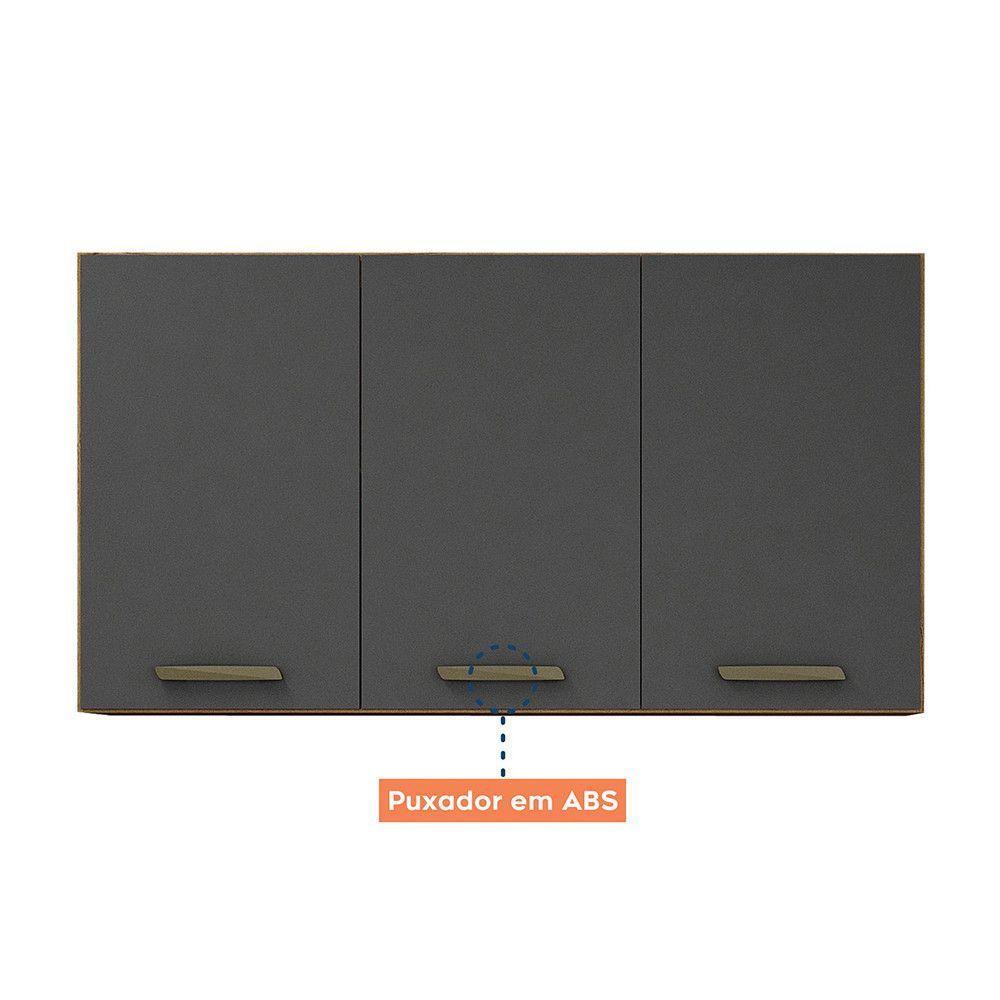 Armário Aéreo 120 Cm 3 Portas São Luis Valdemóveis Cinamomo/grafite - 4