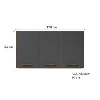 Armário Aéreo 120 Cm 3 Portas São Luis Valdemóveis Cinamomo/grafite - 5