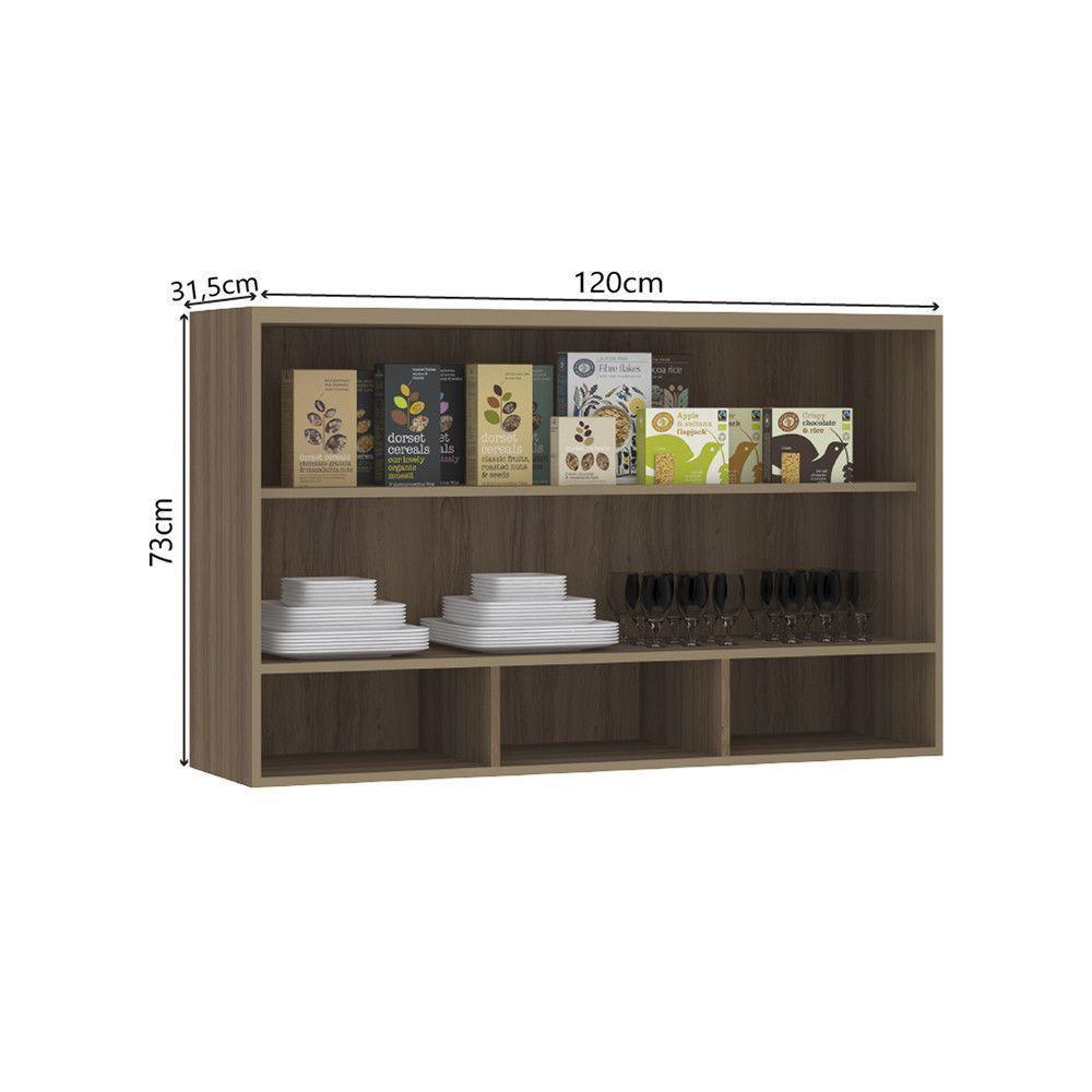 Armário Aéreo De Cozinha 120cm 1 Porta Basculante Com Nichos Aspen Luciane Móveis Vanilla/beige - 2
