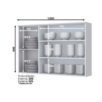Módulo Cozinha Henn Americana Armário 3 Portas de Vidro (2 c/ Vidro) 120cm Cinza - 3