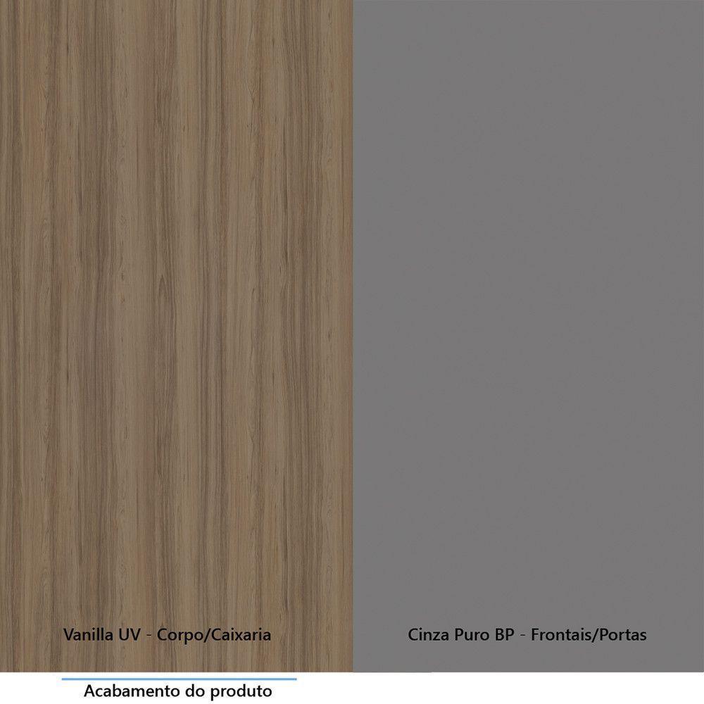 Armário Aéreo De Cozinha 120cm 1 Porta Basculante Com Nichos Aspen Luciane Móveis Vanilla Com Cinza Puro - 4