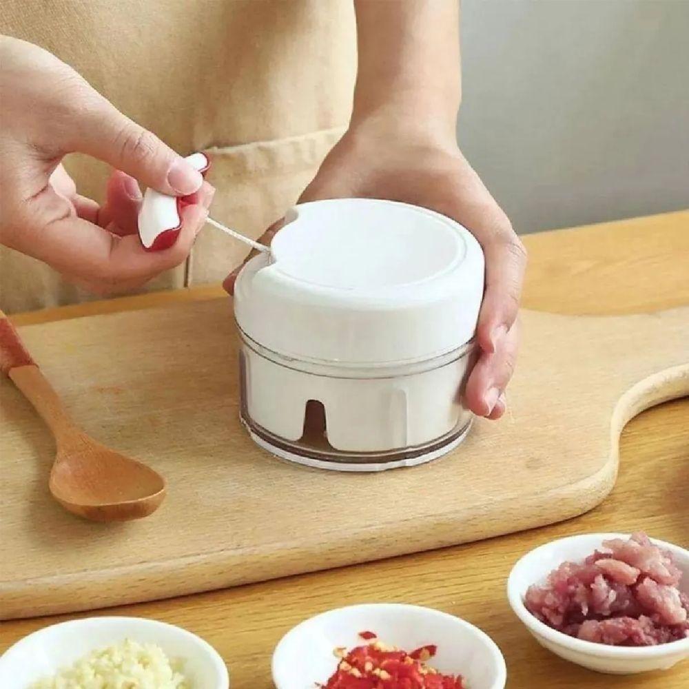 Mini Multiprocessador Triturador Manual 2 Lâminas Inox Alho P - 1