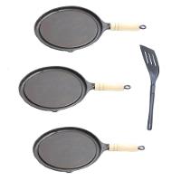 Kit 3 Bifeteiras Antiaderente Redonda Lisa 22Cm Com Espátula - 1