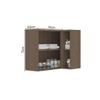 Armário Aéreo De Cozinha Canto Reto 95cm 2 Portas Aspen Luciane Móveis Vanilla Com Cinza Puro - 4