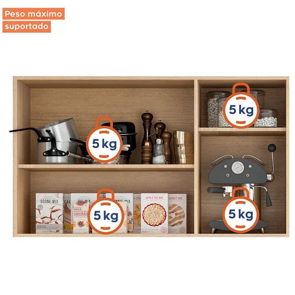 Armário Aéreo Para Cozinha 2 Portas 2 Nichos 120 Cm áustria Valdemóveis Cinamomo/grafite - 2