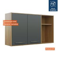 Armário Aéreo Para Cozinha 2 Portas 2 Nichos 120 Cm áustria Valdemóveis Cinamomo/grafite - 6