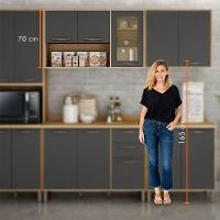 Armário Aéreo Para Cozinha 2 Portas 2 Nichos 120 Cm áustria Valdemóveis Cinamomo/grafite - 7