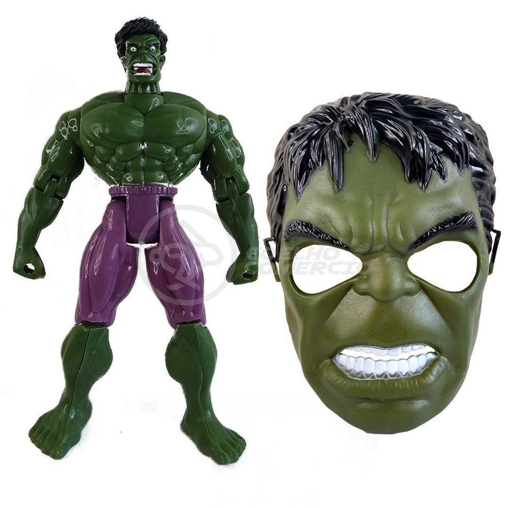 Boneco 25Cm Action Figure Incrivel Hulk + Mascara 16Cm - 1