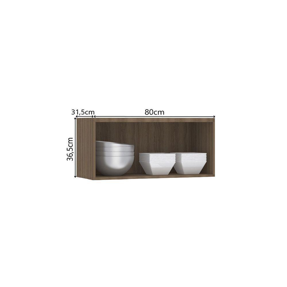 Armário Aéreo De Cozinha 80cm 1 Porta Basculante Aspen Luciane Móveis Vanilla Com Cinza Puro - 4