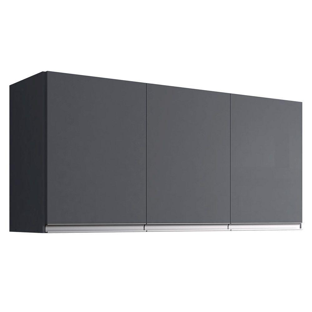 Armário De Cozinha Aéreo Andréia 120cm 3 Portas Cinza Escuro - Desk Design - 1