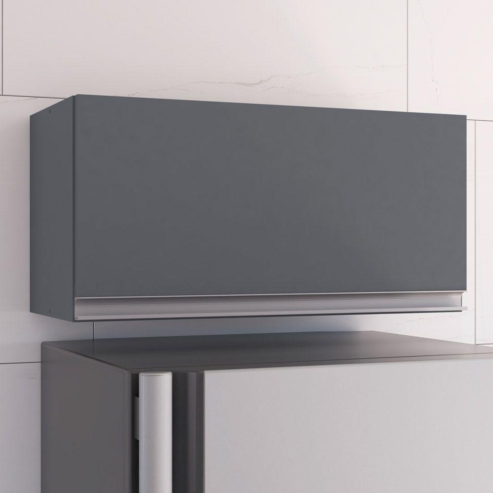 Kit 02 Armários Aéreo Geladeira Cozinha Andréia 60cm 01 Porta Cinza Escuro - Desk Design - 3