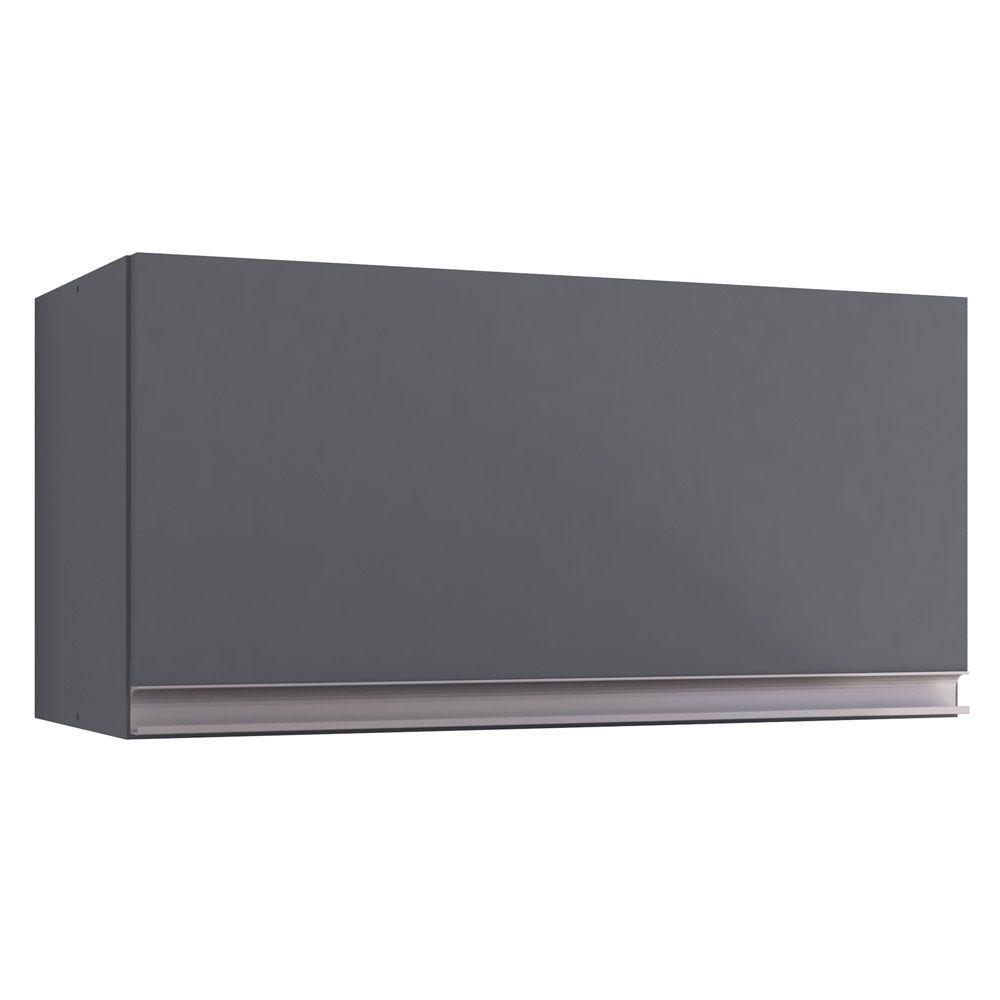 Kit 02 Armários Aéreo Geladeira Cozinha Andréia 60cm 01 Porta Cinza Escuro - Desk Design - 4