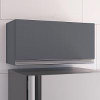 Kit 02 Armários Aéreo Geladeira Cozinha Andréia 60cm 01 Porta Cinza Escuro - Desk Design - 3
