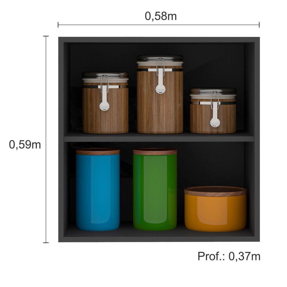 Armário Aéreo Com 1 Porta 0,58m Etna Cor Grafite Poliman Móveis - 2