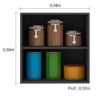 Armário Aéreo Com 1 Porta 0,58m Etna Cor Grafite Poliman Móveis - 2