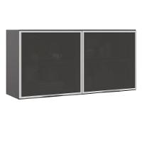 Armário Aéreo Com 2 Portas E Vidro 1,20m Etna Cor Grafite Poliman Móveis - 1