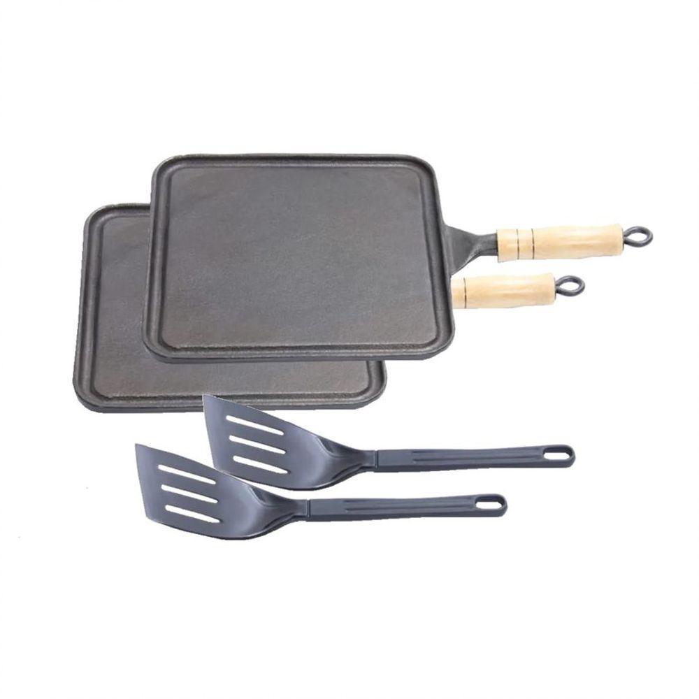 Kit 2 Bifeteiras Antiaderente Lisa 23X23Cm E 2 Espátulas - 1