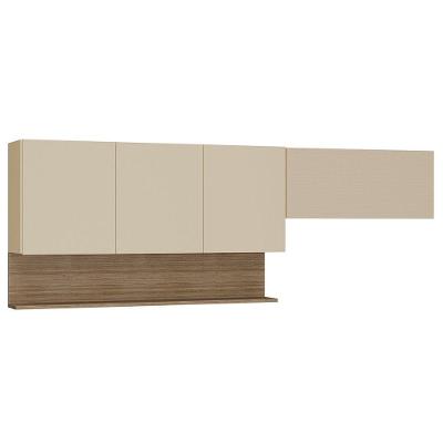 Armário De Cozinha 150cm Com Aéreo 70cm Lina K02 Vanilla/freijó - Mpozenato