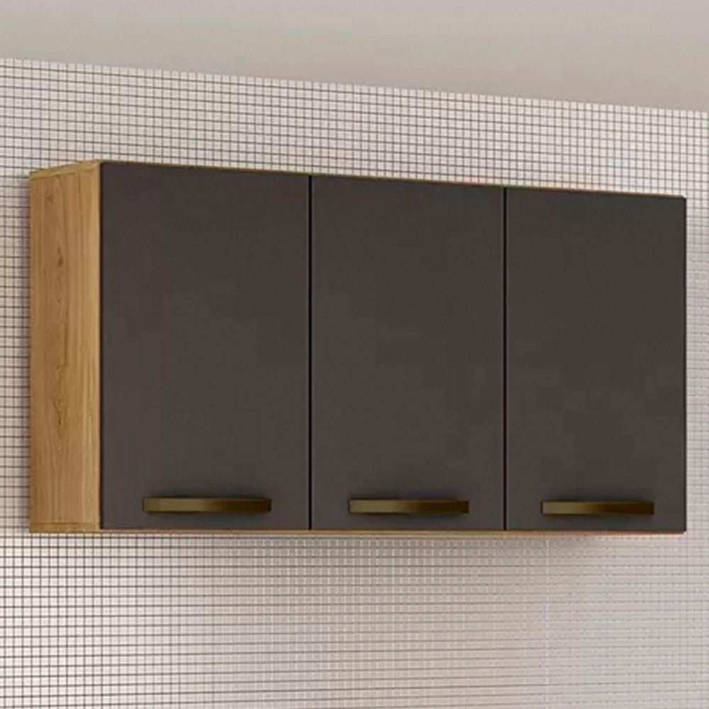 Aéreo Triplo Valência Carvalho/grafite Salleto Móveis Carvalho Com Grafite - 1