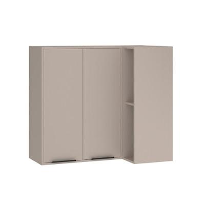Armário Aéreo Canto Reto 95cm 2 Portas e Nichos Luciane Móveis Cinammon