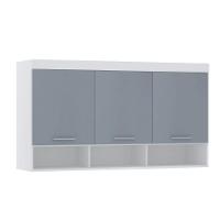 Armário Aéreo Maleiro Modulado 145cm 3 Portas Alpes Luciane Móveis Branco Pf Com Grey Sky Pf - 1