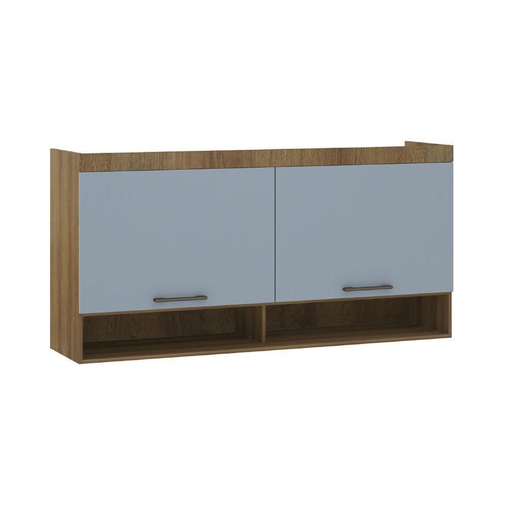 Armário Aéreo Maleiro Modulado 165cm 2 Portas Basculantes Paris Avelã Pf Com Grey Sky Pf - 1