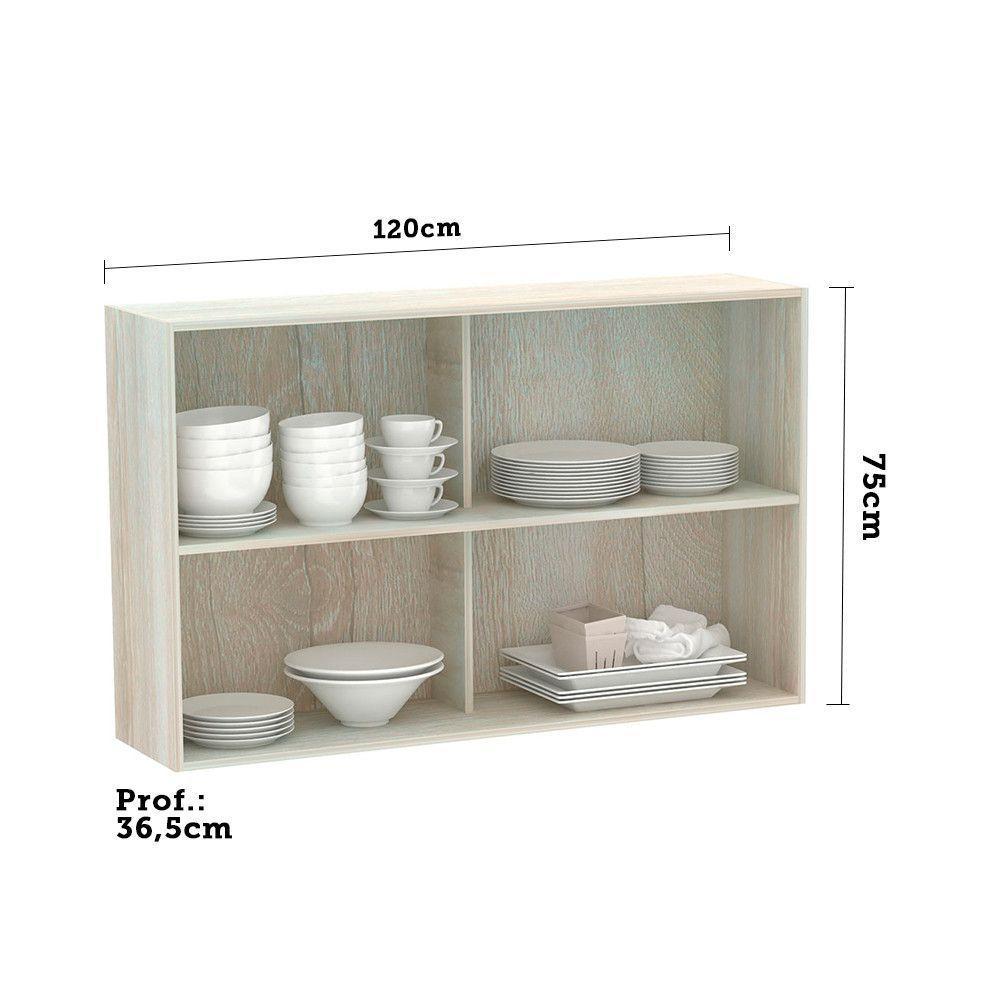 Armário Basculante Misto 120cm 1 Porta Fechada 1 Pt Com Vidro Bronze Luci Legno Crema Com Gaia - 2