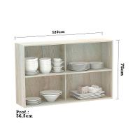 Armário Basculante Misto 120cm 1 Porta Fechada 1 Pt Com Vidro Bronze Luci Legno Crema Com Gaia - 2