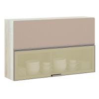 Armário Basculante Misto 120cm 1 Porta Fechada 1 Porta Com Vidro Bronze Crema Com Connect - 1