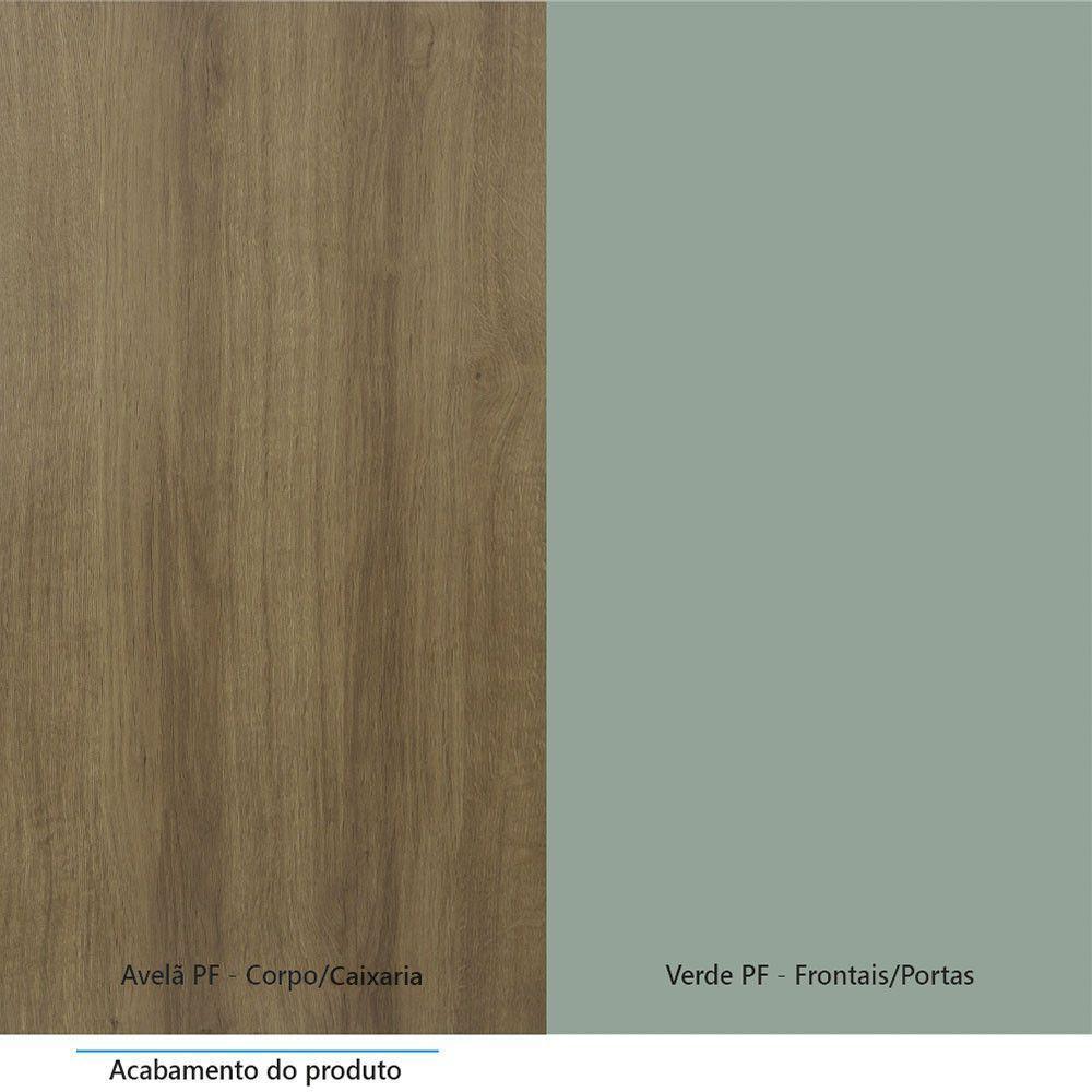 Armário Aéreo Maleiro Modulado 165cm 2 Portas Basculantes Paris Luciane Móveis Avelã Pf Com Verde Pf - 3