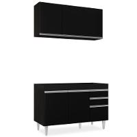 Armário Aéreo Virgínia E Balcão Para Pia 120cm Michigan Preto - Lumil - 1