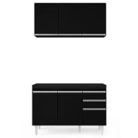 Armário Aéreo Virgínia E Balcão Para Pia 120cm Michigan Preto - Lumil - 2