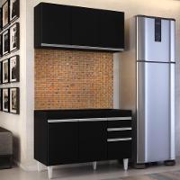 Armário Aéreo Virgínia E Balcão Para Pia 120cm Michigan Preto - Lumil - 5