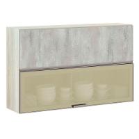 Armário Basculante Misto 120cm 1 Pt Fechada 1 Porta Com Vidro Bronze Luci Legno Crema Com Concreto - 1