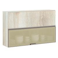 Armário Basculante Misto 120cm 1 Porta Fechada 1 Porta Com Vidro Reflecta Bronze Luci Legno Crema - 1