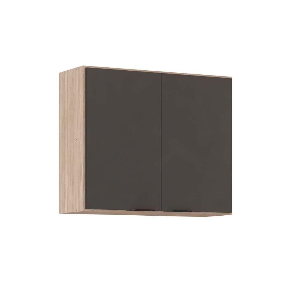 Armário de Cozinha Modulado Aéreo Firenze 2 Portas 80cm Avena/Grafito - Demóbile - 1