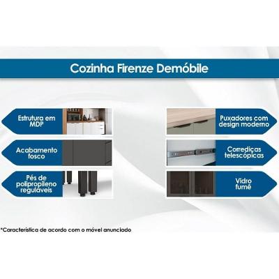Armário de Cozinha Modulado Aéreo Firenze 2 Portas 120cm Amendola/Branco - Demóbile