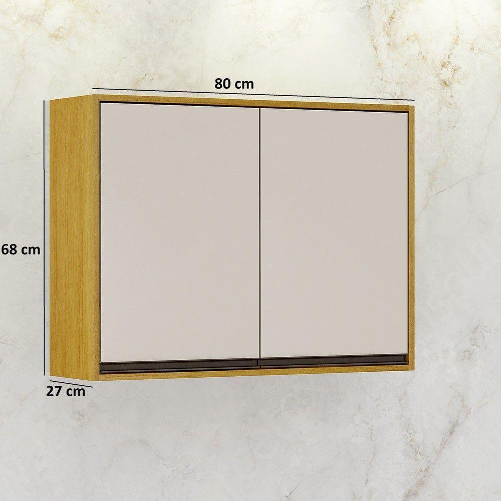 Armário Aéreo 2 Portas Eduarda Chf Móveis Cinamomo/Off White. - 3