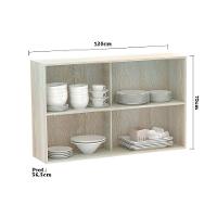 Armário Basculante Misto 120cm 1 Pt Fechada 1 Porta Com Vidro Bronze Crema Com Nogueira Dourado - 2