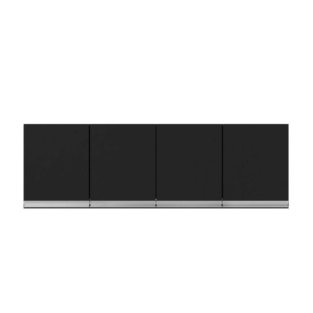 Armário Aéreo Andréia Para Cozinha Com 4 Portas 160 Cm Preto Fosco - 1