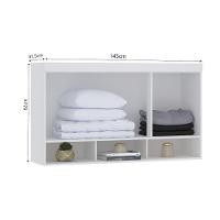 Armário Aéreo Maleiro Modulado 145cm 3 Portas Alpes Luciane Móveis Branco Pf Com Verde Pf