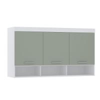Armário Aéreo Maleiro Modulado 145cm 3 Portas Alpes Luciane Móveis Branco Pf Com Verde Pf - 8