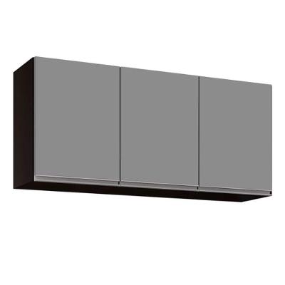 Armário Aéreo 03s Tina 120cm Preto Castanho