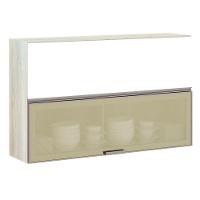 Armário Basculante Misto 120cm 1 Porta Fechada 1 Porta Com Vidro Bronze Crema Com Branco Polar - 1