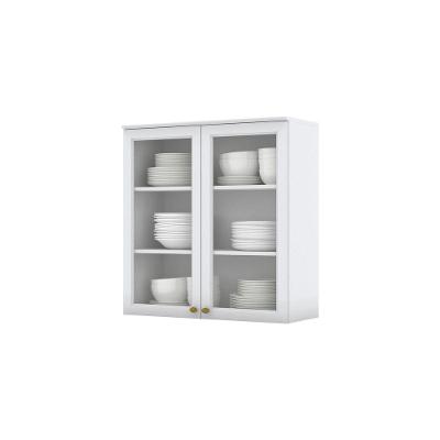 Armário Aéreo 80 Cm 02 Portas Com Vidro Amy Branco Hp Casa 812 Branco Hp