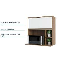 Armário Aéreo 80 Cm 1 Porta Basculante Nicho Micro Conjugado E Nicho Lateral Mel Luciane Móveis Vanilla Com Branco - 3