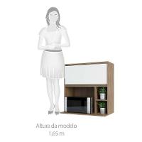 Armário Aéreo 80 Cm 1 Porta Basculante Nicho Micro Conjugado E Nicho Lateral Mel Luciane Móveis Vanilla Com Branco - 7