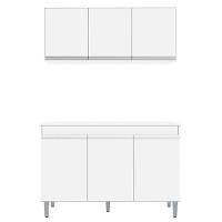 Armário Aéreo E Balcão Gabinete Manu 120cm 3 Portas Branco - 5