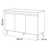 Armário Aéreo E Balcão Gabinete Manu 120cm 3 Portas Branco - 9